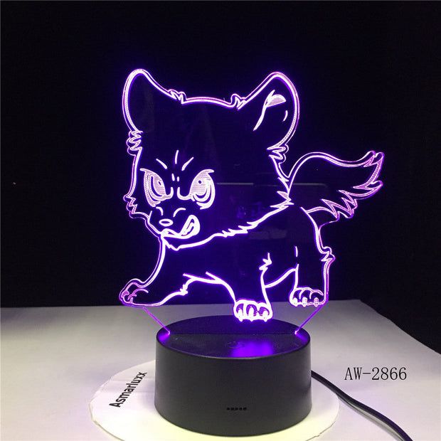 Angry Dog Family Usb Night Lights Home Decor Bedside Kids Gifts Desk Lamp 3D Led Luminous Novelty 7 Colors Changing AW-2866