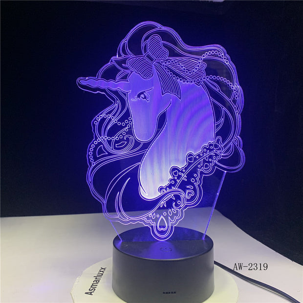 Unicorn Romantic Gift 3D LED Table Lamp 7 Color Change Night Light Room Decor Lustre Holiday Girlfriend Kids Toys AW-2319