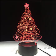 3D Effect LED Table Lamp Christmas Tree USB Powered Night Light Table Light for Home Bar Cafe Office Restaurant Choice AW-3204