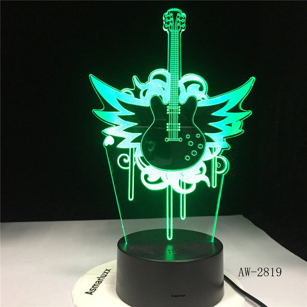 Rock Music Guitar Fly Bass 3D LED LAMP NIGHT LIGHT for Musicians Home Table Decoration Birthday Christmas Present Gift AW-2819