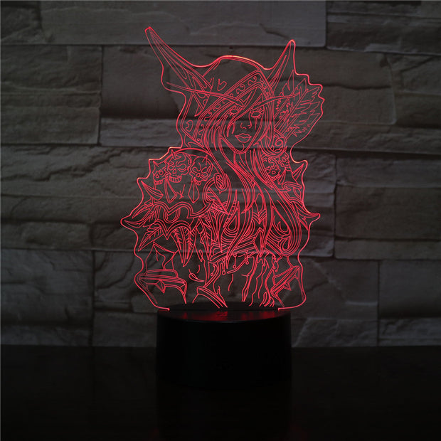 Sylvanas Windrunner Wow 3D LED Lamp World Of Warcraft Children's Night Light Led Bedroom Decor Holiday Gift Kids Night USB Lamp