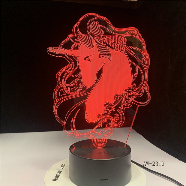 Unicorn Romantic Gift 3D LED Table Lamp 7 Color Change Night Light Room Decor Lustre Holiday Girlfriend Kids Toys AW-2319
