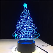 3D Effect LED Table Lamp Christmas Tree USB Powered Night Light Table Light for Home Bar Cafe Office Restaurant Choice AW-3204