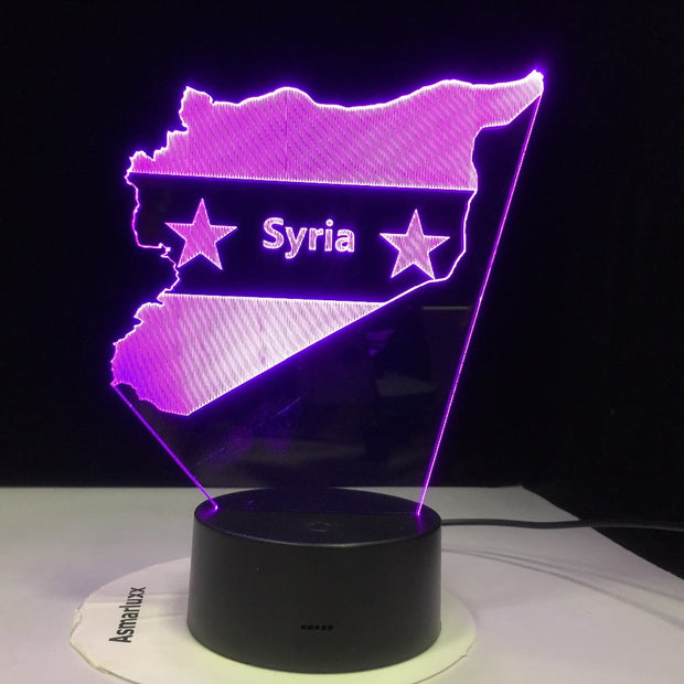 Syria Map 3D LED Night Lights 7 Colors Changing USB Bedroom Decor Shape Table LampBedside Sleep Light Fixture Gifts Dropship