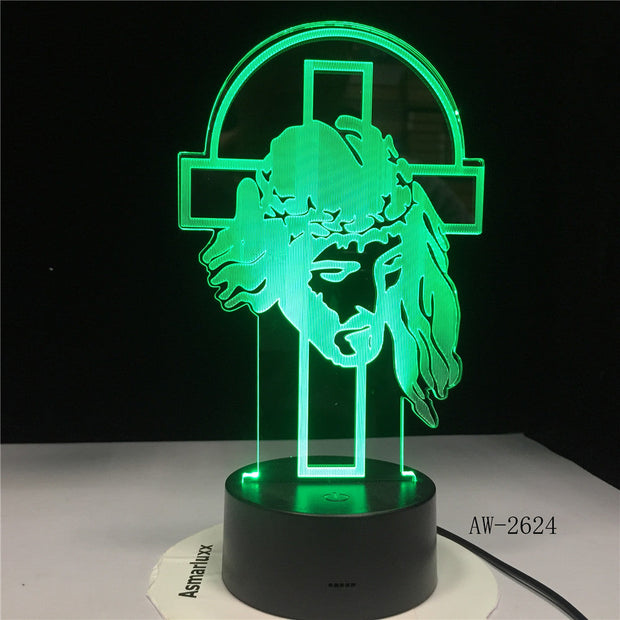 Shepherd Psalm Jesus Christ Cross Usb 3d Led Night Light Gifts Desk Crucifix Table Lamp Bedroom The Lord Is My Shepherd AW-2624