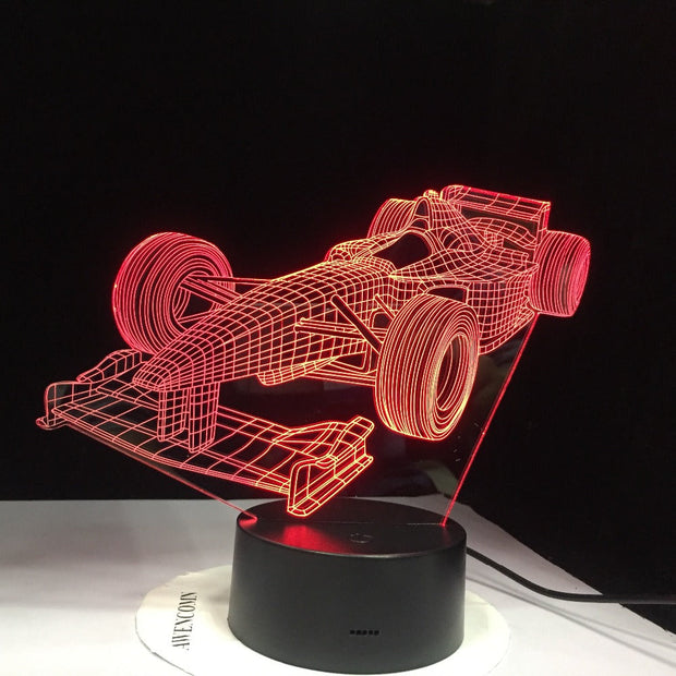 Racing Car F1 USB LED Table Lamp Super Car 3D Night Light 3D Illusion Lamp Children Kids Bedroom Decor sitting room lights