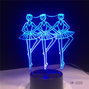 Ballet Girl 7 Color Lamp 3d Visual Led Night Lights For Kids Touch Usb Table Lampara Lampe Baby Sleeping Nightlight AW-2222