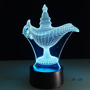 USB Novelty Gifts 7 Colors Changing Led Night Lights Aladdin magic lamp 3D LED Desk Table Lamp Decor for Home Office AW-109