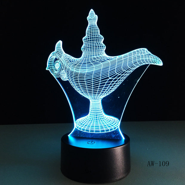 USB Novelty Gifts 7 Colors Changing Led Night Lights Aladdin magic lamp 3D LED Desk Table Lamp Decor for Home Office AW-109