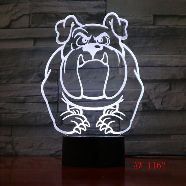 3D Visual Illusion Lamp Bulldog Poodle Jack Russell Terrier Rottweiler Dobermann LED Kids Night Light Dog Desk Light LampAW-1162