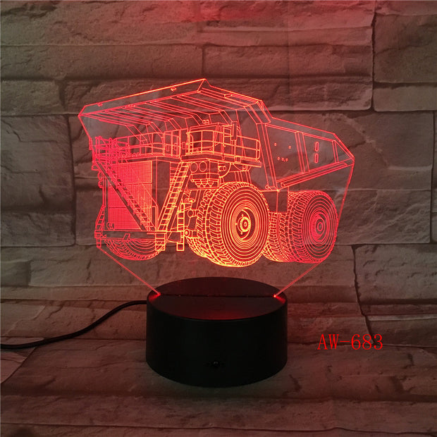 Forklift Led Night Light Decoration 3d Illusion 7 Color Changing Childrens Kids Baby Nightlight Gifts Table Lamp Decor AW-683