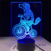 3D Lamp Circus Dog Ride Bicycle Acrobatic Show Color Multicolor Led Night Light Toy Table Touch Lampara Birthday Gift AW-2954