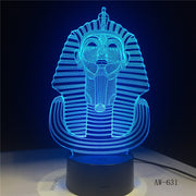 Egypt Sphinx Pharaoh Bulb 3D RGB LED Night Light Multicolor Creative 7 Color Change USB Desk Lamp Kids Gift Home Decor AW-631