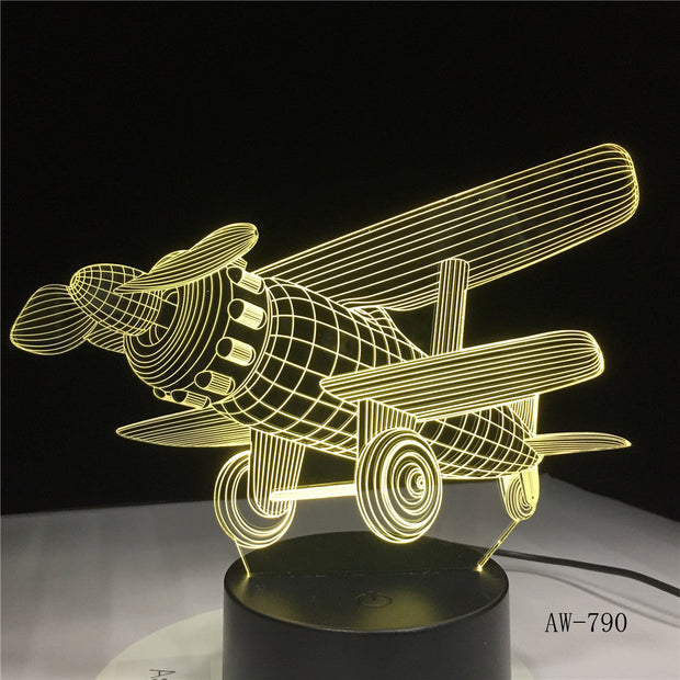 Glider Plane 3D LED Lamp 7 Color Change Touch Switch Small Night Light Atmosphere Lamp Bedroom Light For New Year Gift AW-790