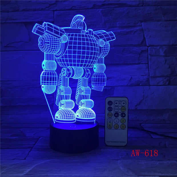7 Colors Light Night light 3D LED Mix Robert Lamp for Children Baby Sleep Light Boy Gift Cartoon Kid Base Light Dropship AW-618