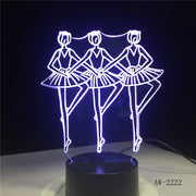 Ballet Girl 7 Color Lamp 3d Visual Led Night Lights For Kids Touch Usb Table Lampara Lampe Baby Sleeping Nightlight AW-2222