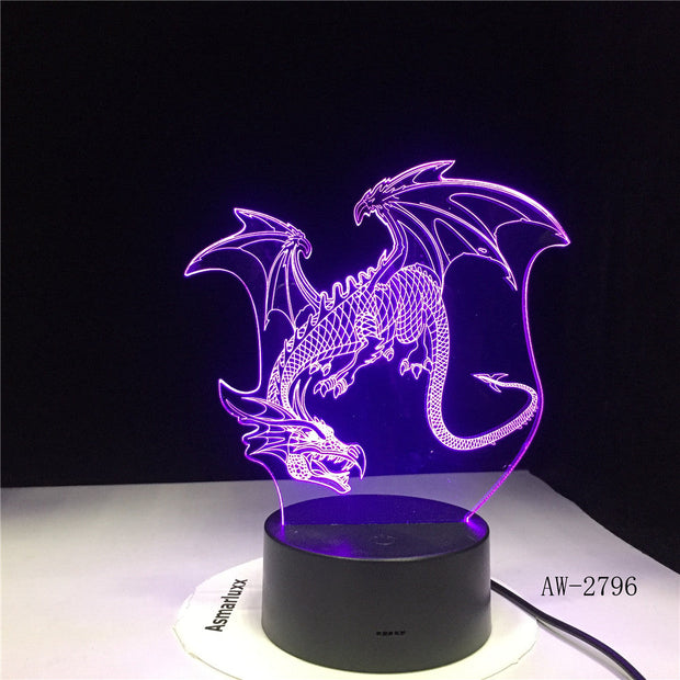 Cut Flying Dragon 3D Night Light 7 Colors Change LED Table Xmas Gift Ancient Dragon Art Home Decor Lamp Dropshipping AW-2796