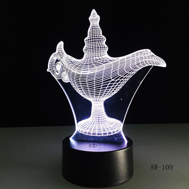 USB Novelty Gifts 7 Colors Changing Led Night Lights Aladdin magic lamp 3D LED Desk Table Lamp Decor for Home Office AW-109
