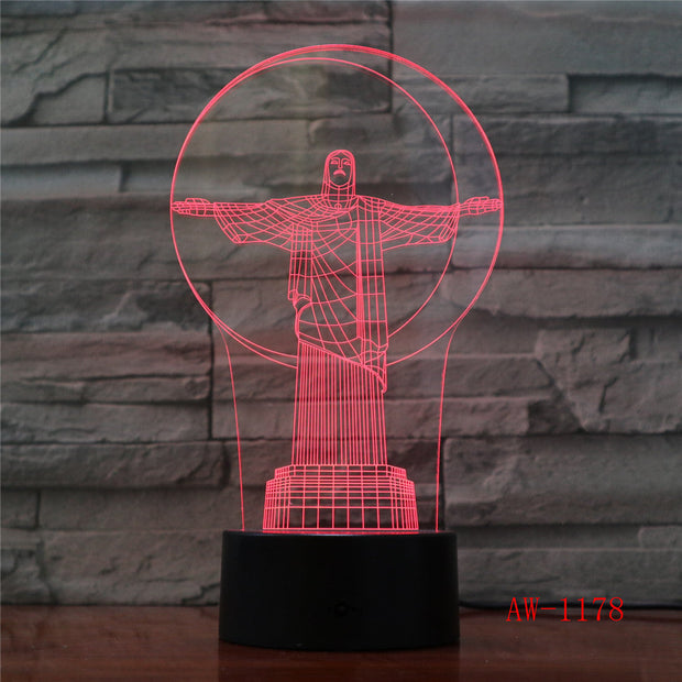 3D Led God Jesus Head Nightlight 7 Colors Changing Mood Usb Table Lamp Home Decor Bedroom Sleep Lighting Fixtures Gifts AW-1178