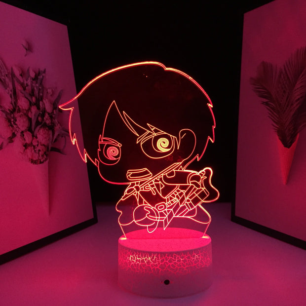 Eren Yeager Anime Figure Nightlight Kids LED Night Light for Cool Birthday Gift Bedroom Decor Light for Child Room Table 3D Lamp