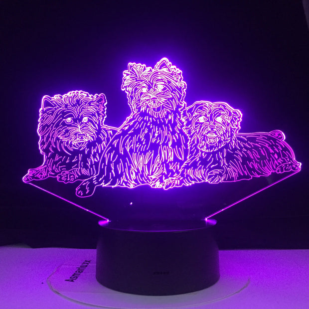 Dog Lamp 3D Acrylic Plate Support USB Charging7 Colors Changing Night Light Touch Remote Base Gifts For Children Bedroom Decor