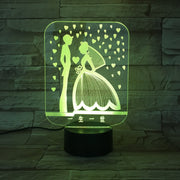 Creative 3D Visual Lover Marry Led Night Light 7 Color Home Table Party Bar Decor Led Lamp Boys girls Kids Favor Best Gifts 764