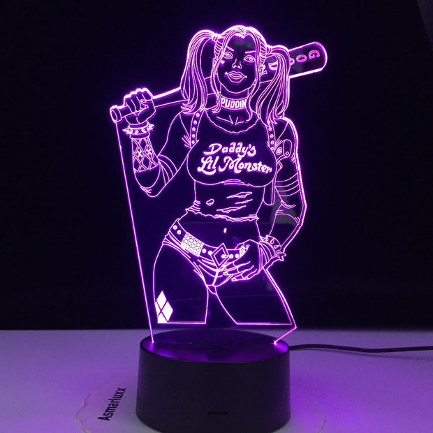 Daddy Lil Monster Comedy Gril Led Lamp Night Light 7 Colors Automatic Changing Child Lamp Bedroom Decor Light Dropshpin