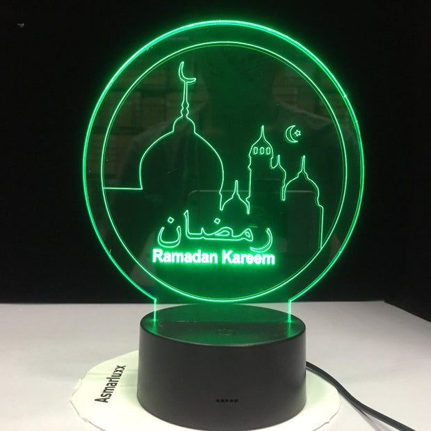 Ramadan Islam Blessing Mubarak 3D Acrylic LED Night Light Living Room Desk Lamp Bedroom Bedside Table Lamp Holiday Nightlight
