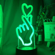 Finger Heart Led Night Light Touch Sensor Colorful Kids Nightlight for Bedroom Decoration Usb Battery Powered Desk Lamp Gift