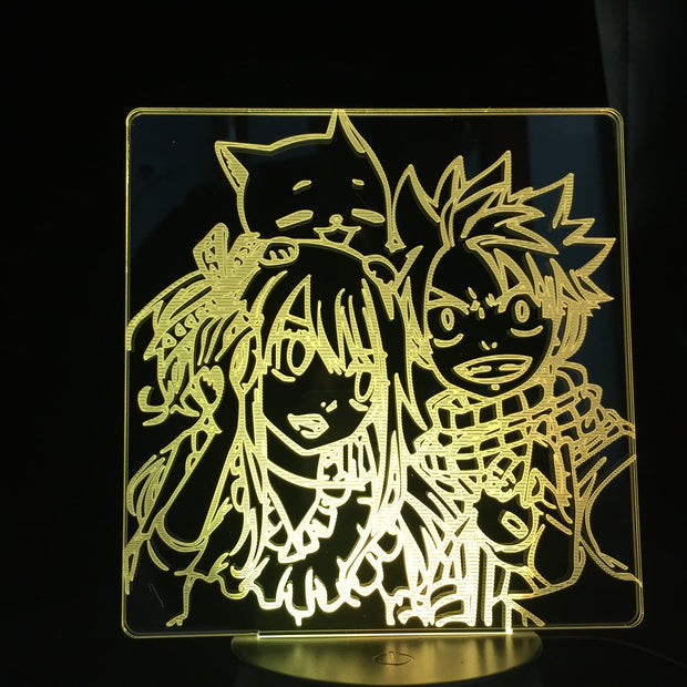 Fairy Tail Natsu Dragneel and Lucy Heartfilia Hug LED Lamp for Children's Festival Birthday gifts  Color Changes With Remote Control Night Light