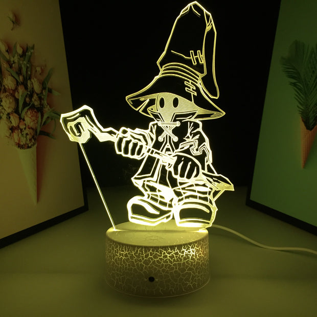 3D LED Final Fantasy Vivi Ornitier Figure  Night Light Home Bedroom Table Decoration Night Light for Children's Festival Birthday Gifts 7 Color Changes With Remote Neon Lamp
