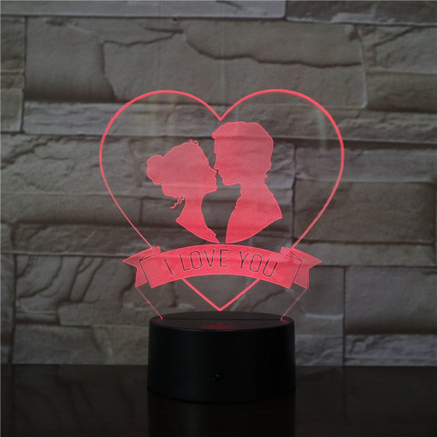 Valentine I Love U Usb Touch Remote Control 7 Colors 3D Led Night Light Changable Glow In The Dark Toys Halloween Gift 3438