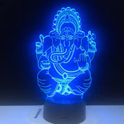 Ganesha 3D Lamp Battery Powered Color Changing with Remote Personalized Gift for Children Atmosphere Usb Led Night Light Lamp