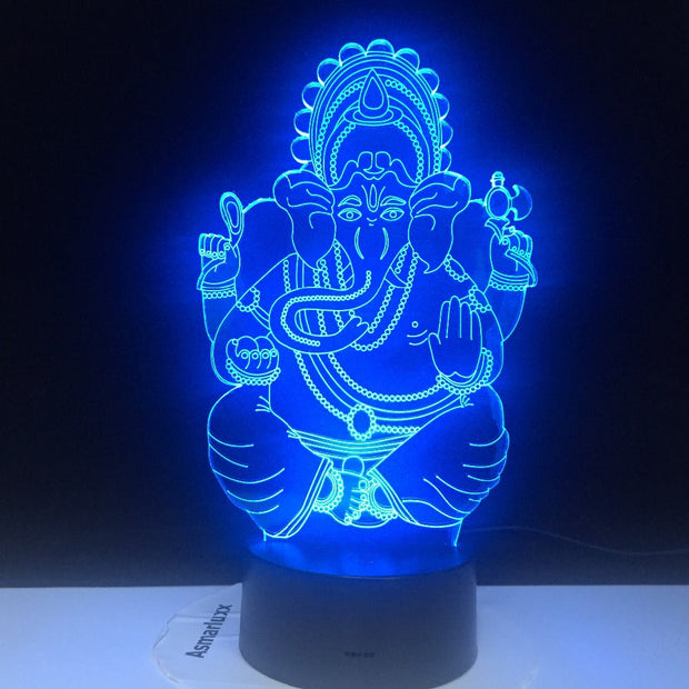 Ganesha 3D Lamp Battery Powered Color Changing with Remote Personalized Gift for Children Atmosphere Usb Led Night Light Lamp