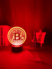 Acrylic Led Night Light Bitcoin for Room Decorative Nightlight Touch Sensor 7 Color Changing Battery Powered Table Night Lamp 3d