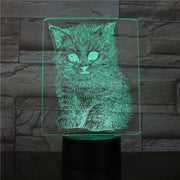Lifelike Cat 3D LED Illusion Lamp USB Night Lights 7 Colors Flashing Novelty Table Lamp Kids Bedside Decorations Drop AW-3339