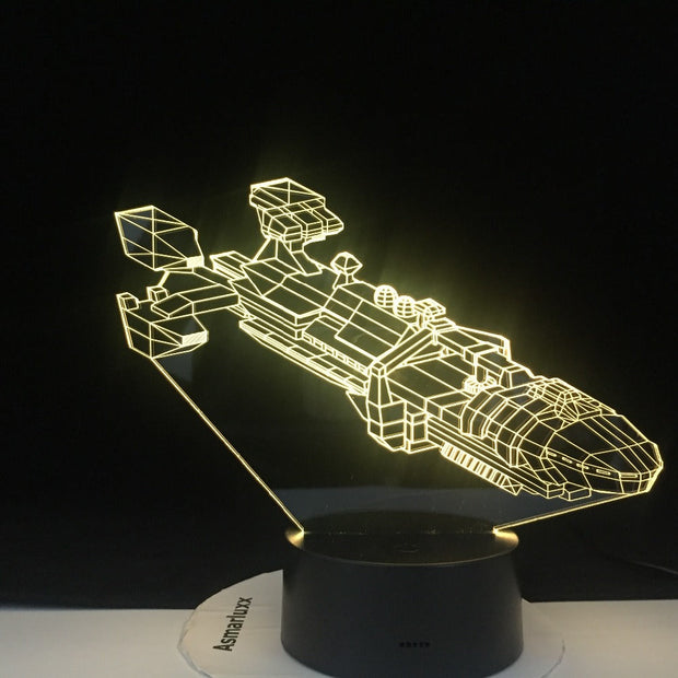 3D led Spaceship Space Fighter 7 Colorful Gradients LED Acrylic Plate Desk Lamp Bedroom Decoration Night Light Dropshipping