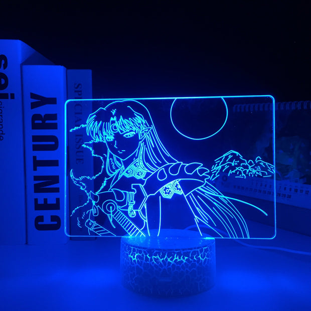 Inuyasha Anime Figure Sesshomaru 3D LED Night Light Home Bedroom Table Decoration Night Light for Children's Festival Birthday Gifts 7 Color Changes With Remote Neon Lamp