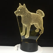 Siberian Husky Dog Night Light LED 3D Illusion 7 Color Changing Room Decorative Lamp Child Kid Baby Kit Desk Lamp Bedside 1910