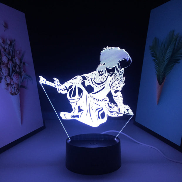 3D LED Night Light Game League of Legends Figure Yasuo Home Bedroom Table Decoration for Children's Festival Birthday Gifts Acrylic Lamp 7 Color Changes With Remote