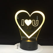 I LOVE YOU Sweet Lover Heart 3D LED USB Lamp Romantic Decor 7 Colors Luster Night Light Girlfriend Gift Mother's Day 1973
