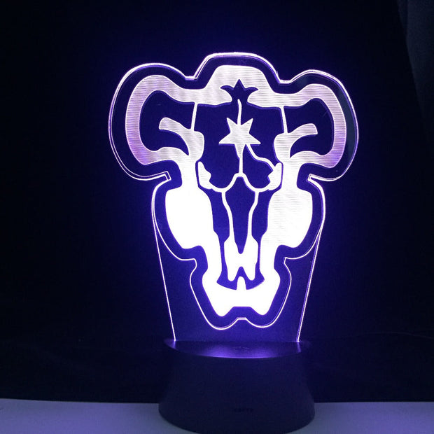 Anime Black Clover Black Bull Model 3D Night Light Home Bedroom Table Decoration for Children's Festival Birthday Gifts 7 Color Changes LED Lamp