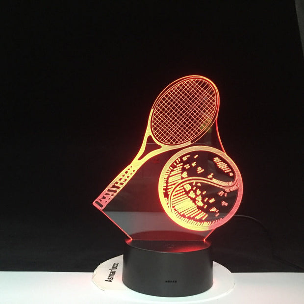Modelling 3D LED Tennis Night Light 7 Colors Changing USB Table Lamp Tennis Fans Home Decor Sleep Luminaria Light Gifts 4303