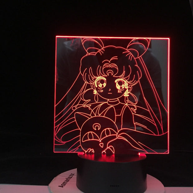 Sailor Moon Led Night Light for Girls Bedroom Decor Light Touch Sensor RgbW Colorful Nightlight Anime Characters 3d Table Lamp