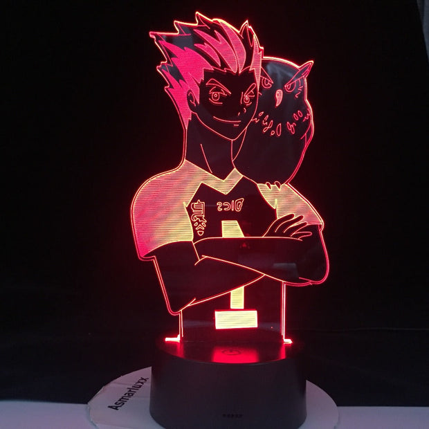 Haikyuu Anime Kotaru Bokuto 3D Neon Lamp Home Bedroom Table Decoration for Kids Children's Festival Birthday Gifts USB Link Charging LED Light