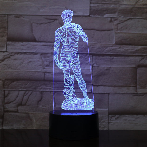 Michelangelo David 3D LED Night Light Sculpture Figure Touch Sensor RGB Decorative Lamp Child Kid David Sculpture Desk lamp