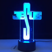 Jesus Bedside Lamp Lighting Christian Faith Pray Lights 7/16 Colors 3D Lamp Night Light Party Remote Control Holiday Gift