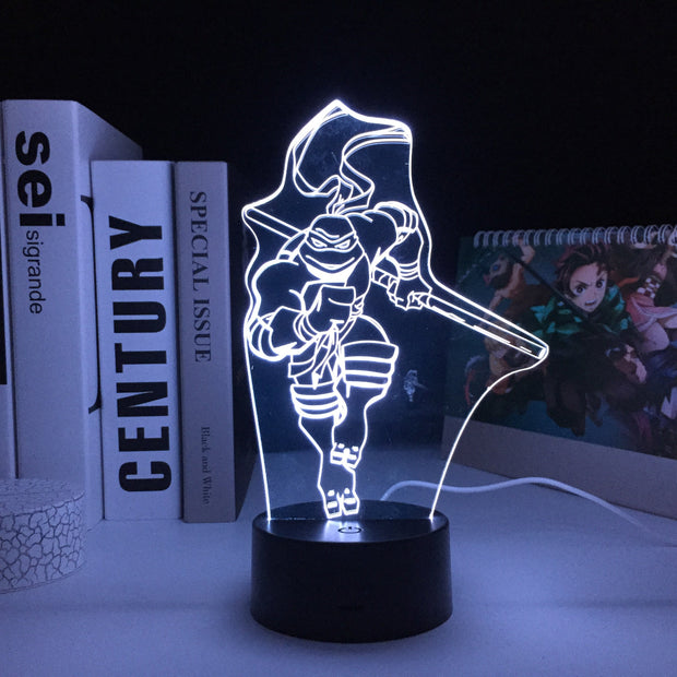 Turtles Anime Figure Donnie 3D LED Night Light Touch Sensor Colorful Home Bedroom Table Decoration for Children's Festival Birthday Gifts Acrylic 7 Color Changes LED Lamp