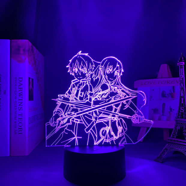 3d Led Night Light Anime Sword Art Online Kirito and Asuna for Bedroom Decor Nightlight Birthday Gift Table Lamp Manga SAO
