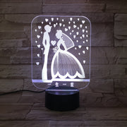 Creative 3D Visual Lover Marry Led Night Light 7 Color Home Table Party Bar Decor Led Lamp Boys girls Kids Favor Best Gifts 764